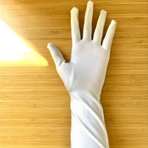 23” Long Opera Length Satin White Gloves